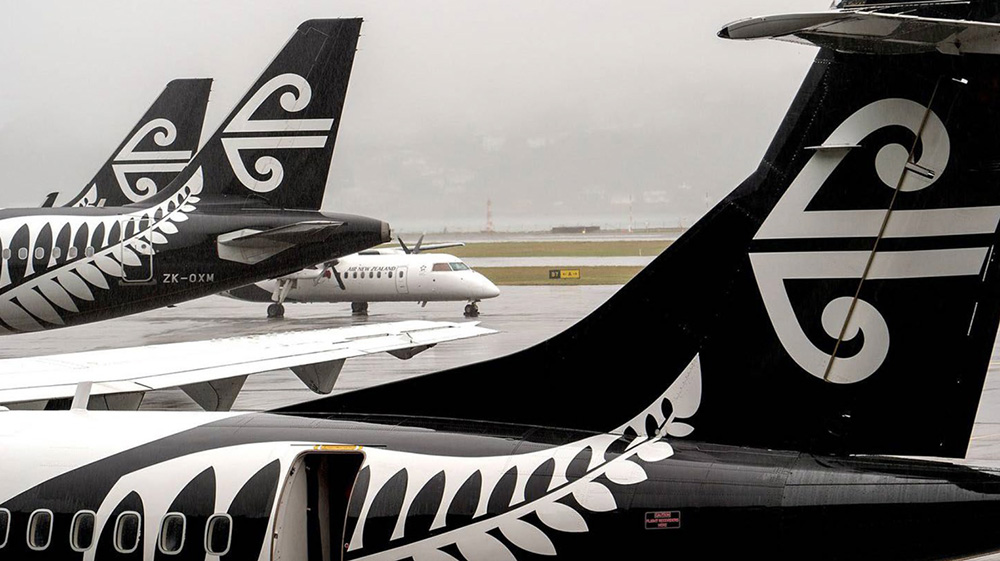 Three tails of Air New Zealand planes